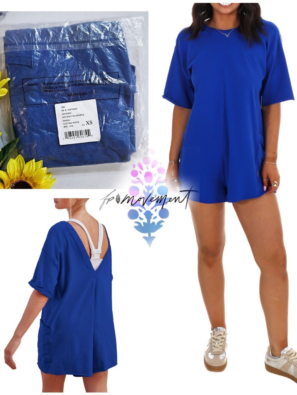NEW FP Movement Hot Shot Tee Romper Electric Shock Size XS